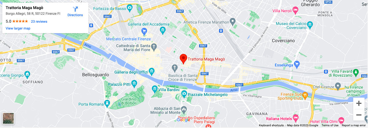 Mappa - Trattoria Maga Magò - Borgo Allegri 58/r - Firenze